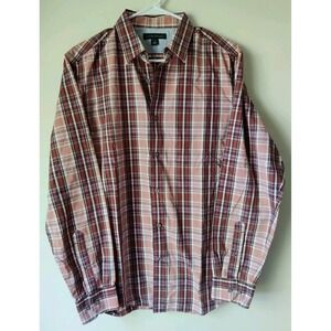 Banana Republic Men's Small Red‎ Casual Button Down Plaid Shirt Size 15-15 1/2 M